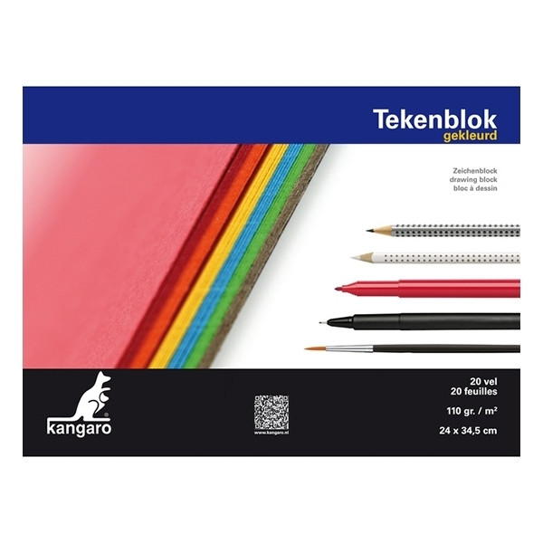 Drawing pad 24 x 34.5cm | assorted colours | Kangaro | 20 sheets 205491 - 1