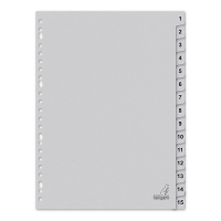 Kangaro ECO grey A4 cardboard tabs with indexes 1-15 (23 holes) K415CM 056790