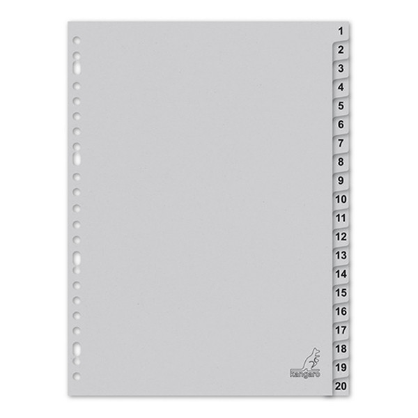 Kangaro ECO grey A4 cardboard tabs with indexes 1-20 (23 holes) K420CM 056787 - 1