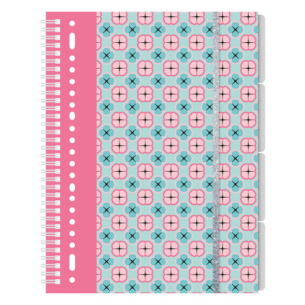 Kangaro Pink Mint Retro A4 lined spiral block with 4 tabs K-21217 206885 - 1