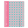 Kangaro Pink Mint Retro A4 lined spiral block with 4 tabs