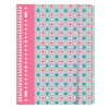 Kangaro Pink Mint Retro A4 lined spiral block with 4 tabs