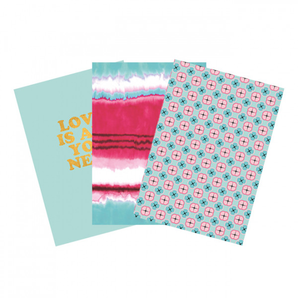 Kangaro Pink Mint Retro assorted A4 checkered notebook (3-pack) K-21209 206878 - 1
