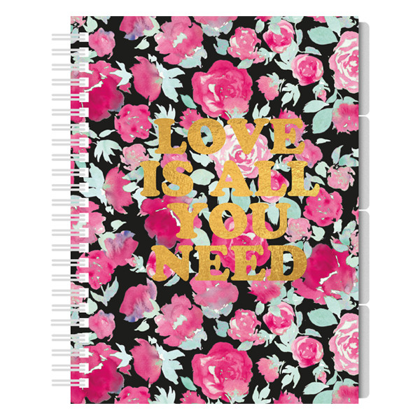 Kangaro Pink Mint Retro floral A5 lined spiral block with 4 tabs, 60g, 200 sheets K-21218 206886 - 1
