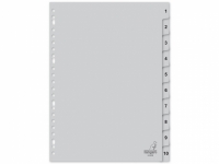 Plastic tabs 1-10 (10 grey tabs) | A4, 23-hole | Kangaro 205472