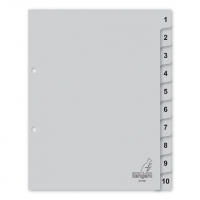 Plastic tabs 1-10 (10 grey tabs) | A5, 2-hole | Kangaro 206758