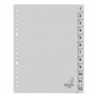 Plastic tabs 1-12 (12 grey tabs) | A5, 17-hole | Kangaro 206759