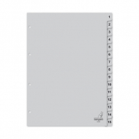 Plastic tabs 1-15 (15 grey tabs) | A4, 4-hole | Kangaro 205053