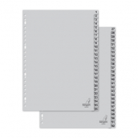 Plastic tabs 1-52 (52 grey tabs) | A4, 24-hole | Kangaro 206780