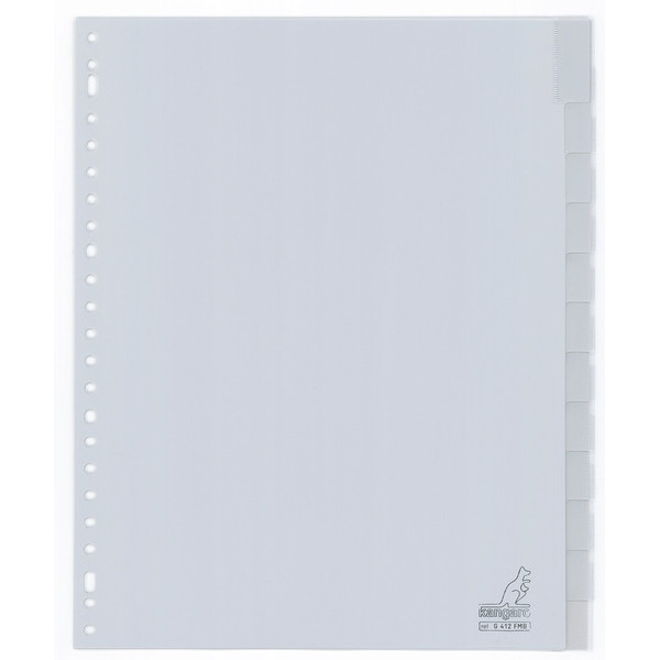 Plastic tabs (12 grey welded window tabs) | A4, 23-hole | Kangaro 205174 - 1