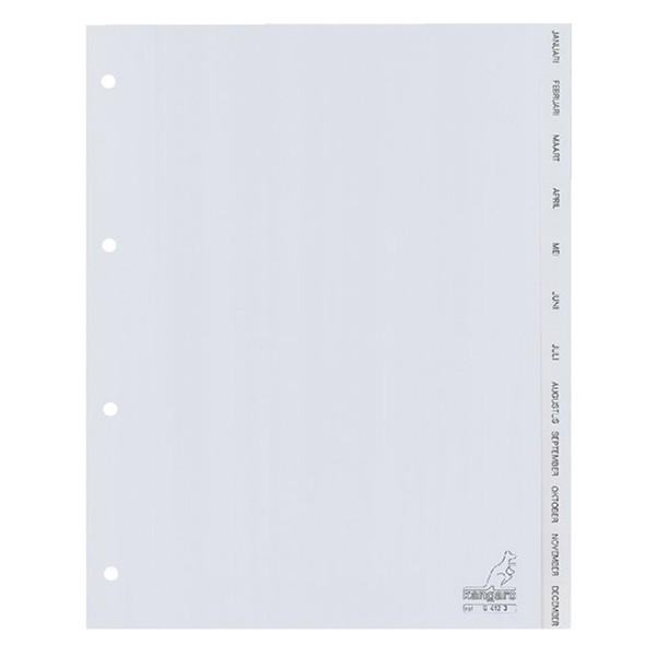 Plastic tabs Jan-Dec (12 grey tabs) | A4, 4-hole | Kangaro 206791 - 1
