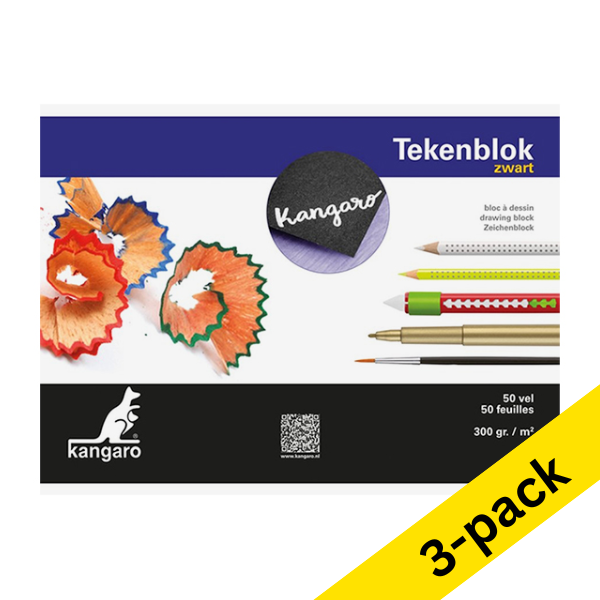 Kangaro black A5 drawing pad (3 x 50 sheets)  056697 - 1