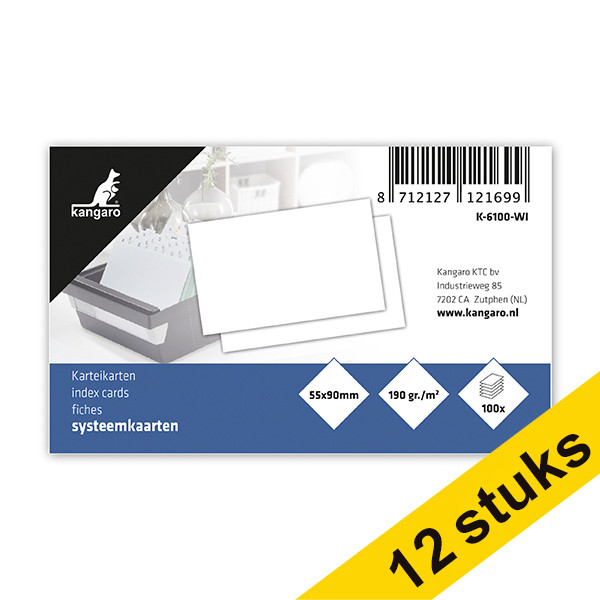Kangaro blank system card, 90mm x 55mm (12 x 100-pack) 056782 - 1