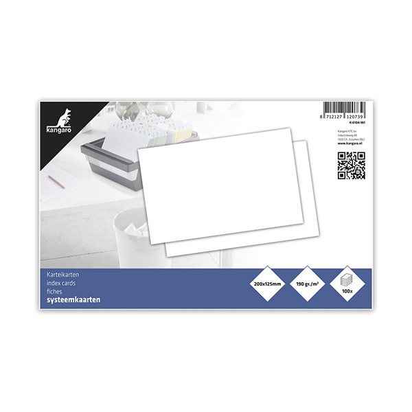 Kangaro blank white system card, 200mm x 125mm (100-pack) K-6104-WI 056779 - 1
