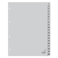 Kangaro grey A4+ extra wide plastic tabs with indexes 1-20 (23 holes) G420CM-B 205463