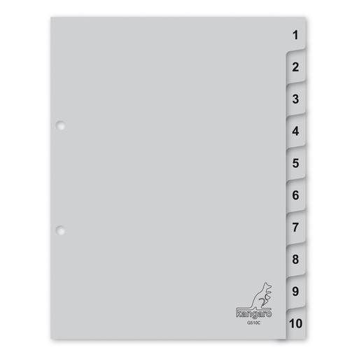 Kangaro grey A5 plastic tabs with 10 tabs (2 holes) G510C 206758 - 1
