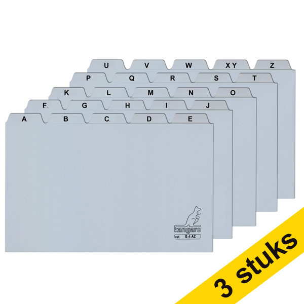 Kangaro tab card grey 210mm x 150/160mm A5 (3-pack) 205143 - 1