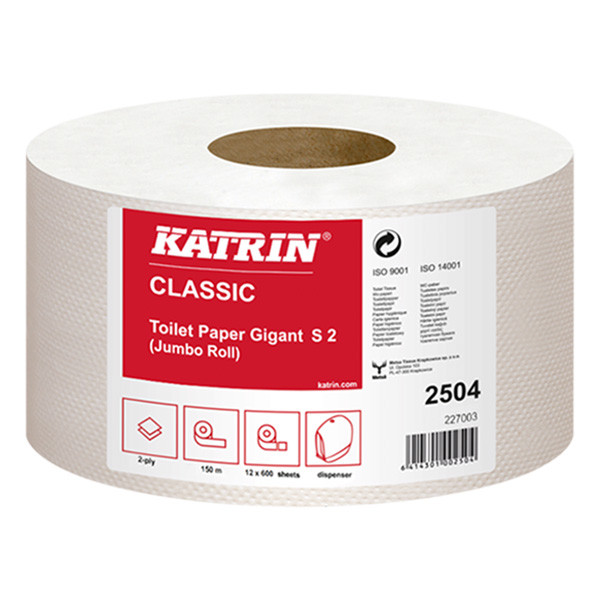 Toilet rolls (2-ply) for Katrin Classic Gigant S2 dispenser | Katrin | 12-pack STO04004 - 1