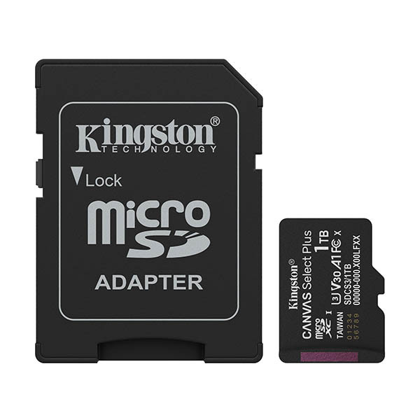 Kingston Canvas Select Plus Gen3 Micro SDXC memory card including adapter, 1TB 255012 - 1