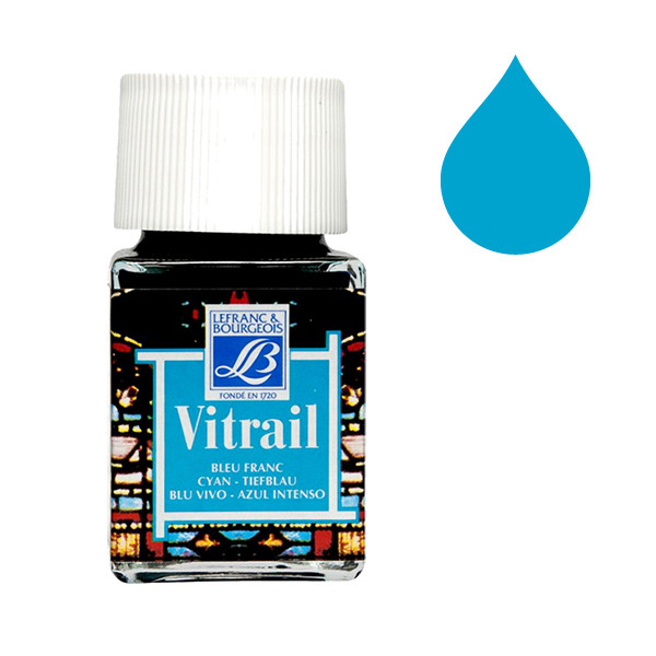 Lefranc Bourgeois Vitrail 087 cyan glass & porcelain paint (50ml) 405112 - 1