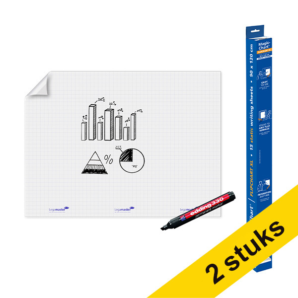 Legamaster Magic-Chart XL flip chart foil, 90cm x 120cm (2 x 15 sheets) 261997 - 1