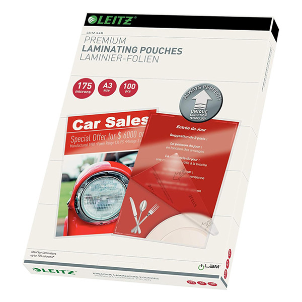 A3 laminating pouch 175 micron | glossy | Leitz iLAM | 100-pack 211108 - 1