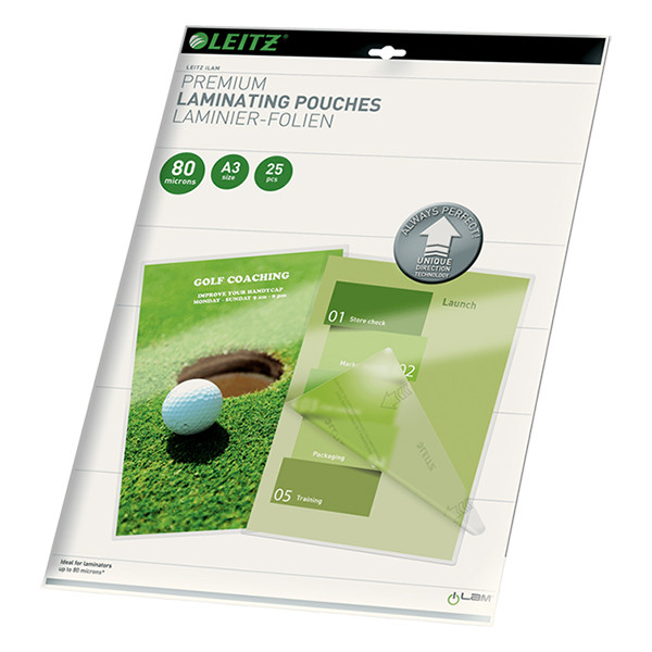 A3 laminating pouch 80 micron | glossy | Leitz iLAM | 25-pack 211098 - 1