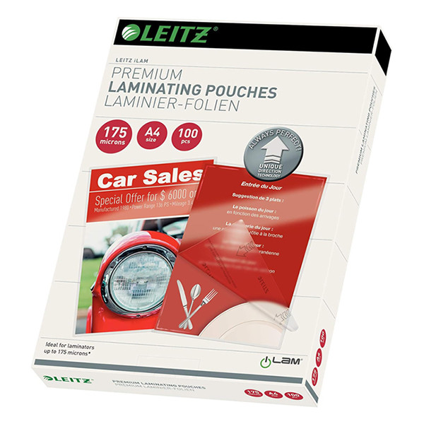 A4 laminating pouch 175 micron | glossy | Leitz iLAM | 100-pack 211094 - 1
