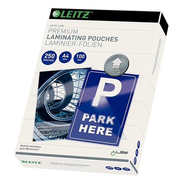 A4 laminating pouch 250 micron | glossy | Leitz iLAM | 100-pack 211096 - 1