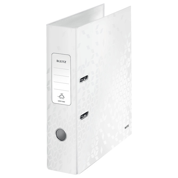 A4 lever arch file (80mm) | cardboard | Leitz 180° WOW metallic white 202952 - 1