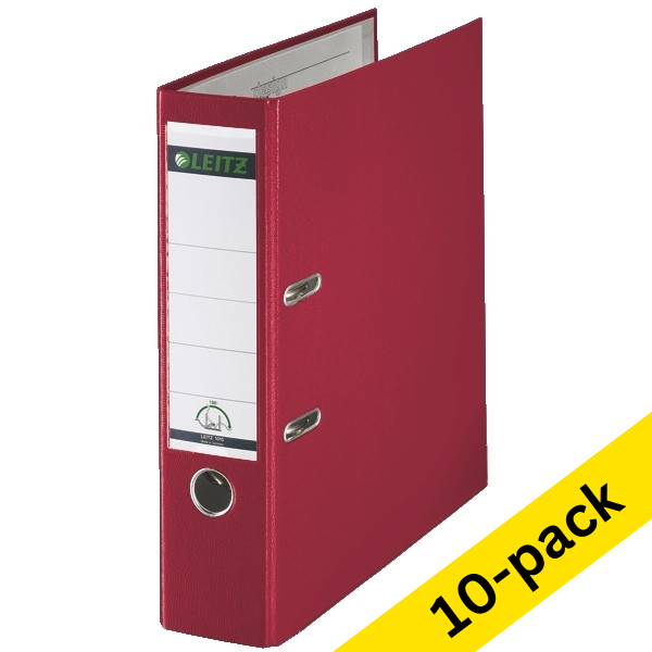 A4 lever arch file (80mm) | plastic | Leitz 1010 red | 10-pack 280070 - 1