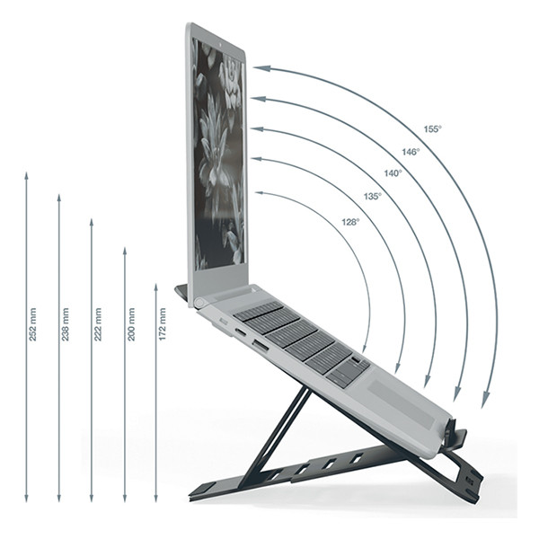 Adjustable laptop stand | ultra-slim | dark grey aluminium | Leitz Ergo 202509 - 5