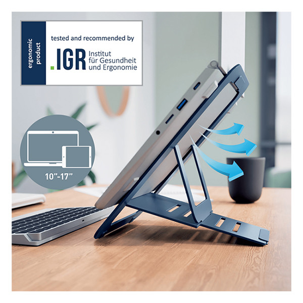 Adjustable laptop stand | ultra-slim | dark grey aluminium | Leitz Ergo 202509 - 9