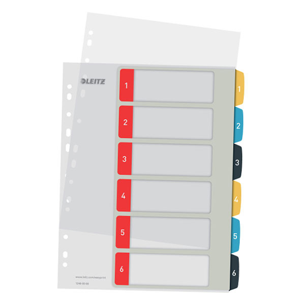 Leitz Cozy white/coloured A4 printable cardboard tabs with 6 tabs (11-holes) 12460000 226366 - 1