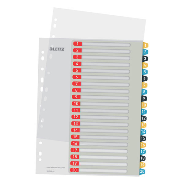 Leitz Cozy white/coloured A4 printable plastic tabs with 20 tabs (11-holes) 12490000 226369 - 1