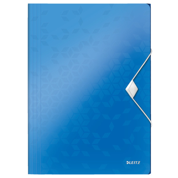 Elastic folder A4 (3-flap) | metallic blue plastic | Leitz WOW 211884 - 1