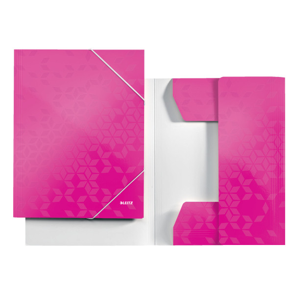 Elastic folder A4 (3-flap) | metallic pink cardboard | Leitz WOW 202834 - 1