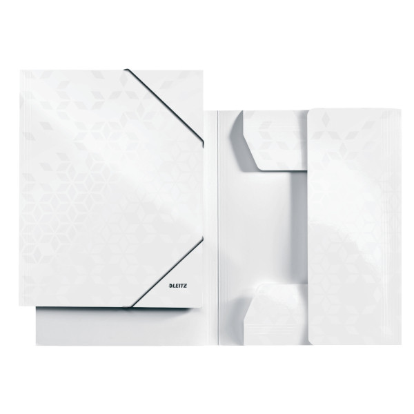 Elastic folder A4 (3-flap) | metallic white cardboard | Leitz WOW 202832 - 1