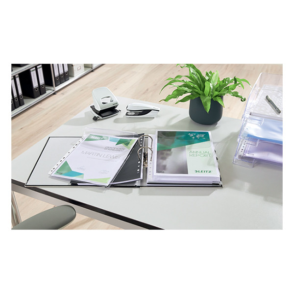 Plastic expanding punched pocket with clip |  A4, 11-hole | 170 micron | Leitz premium | 5-pack 202527 - 5
