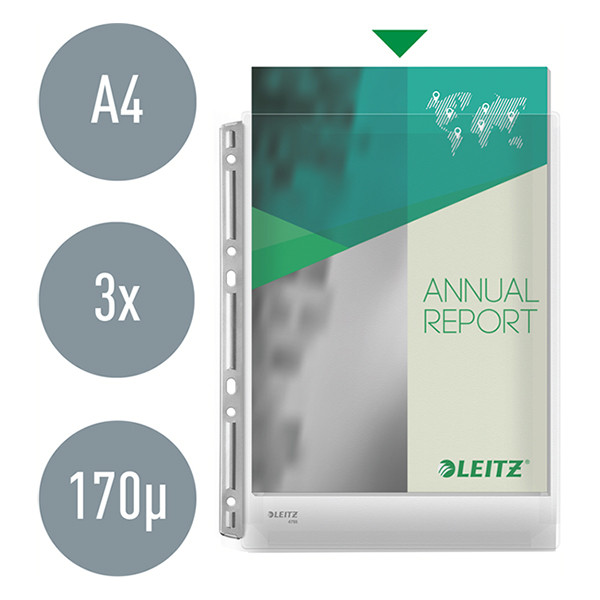 Plastic expanding punched pocket with metal strip | A3, 11-hole | 170 micron | Leitz premium | 3-pack 202525 - 3