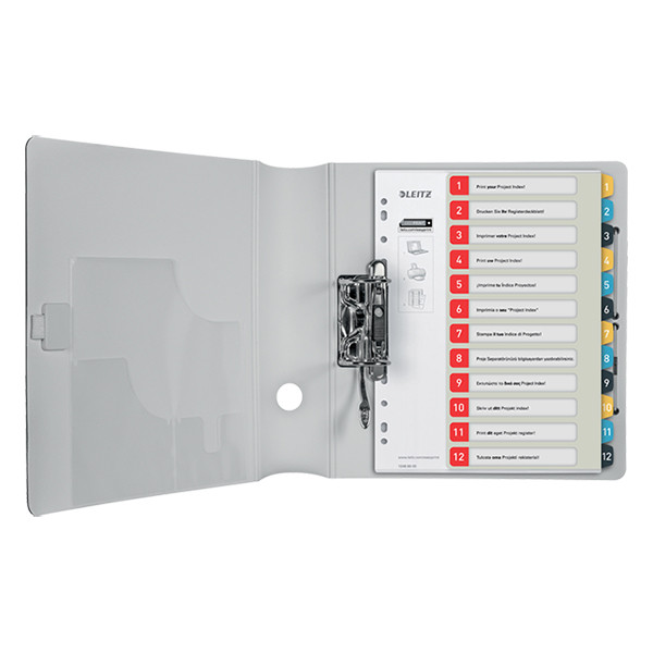 Plastic printable tabs 1-12 (12 white/coloured tabs) | A4, 11-hole | Leitz Cozy 226368 - 2