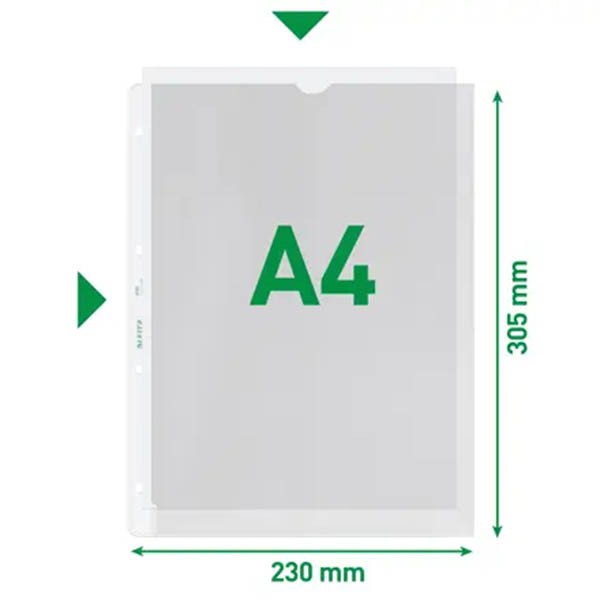 Plastic punched pocket A4, 4-hole | 130 micron | Leitz premium | 100-pack 211488 - 4
