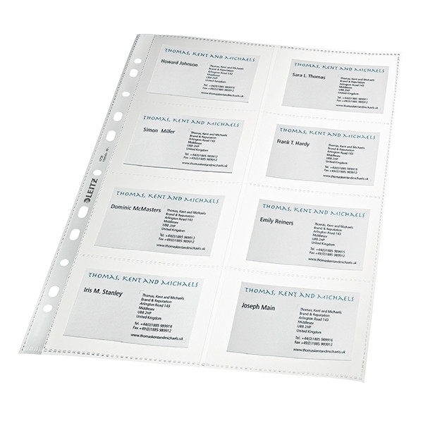 Plastic punched pocket for business cards | A4, 11-hole | 110 micron | Leitz premium | 10-pack 211839 - 1