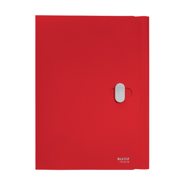 Leitz Recycle red A4 plastic 3-flap folder with closure 46220025 227561 - 1