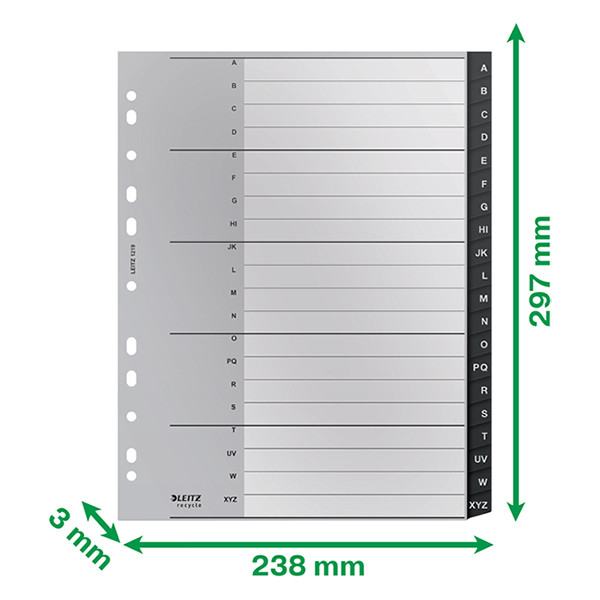 Leitz Recycle white/black A4 plastic tabs with A-Z tabs (11 holes) 12190000 226474 - 4