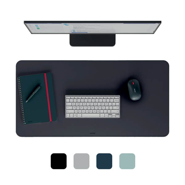Leitz black leather look desk pad, 40cm x 80cm 213462 - 1