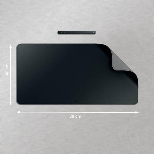 Leitz black leather look desk pad, 40cm x 80cm 213462 - 2