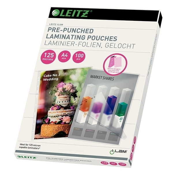 Leitz iLAM A4 glossy laminating pouch with perforation, 2x125 micron (100-pack) 33878 211116 - 1