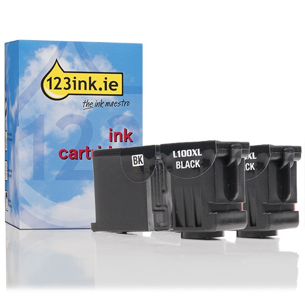 Lexmark 0014N0848 (#100XL) black ink cartridge 2-pack (123ink version) 040435 - 1