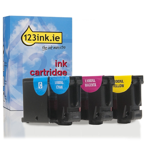 Lexmark 14N0850 (#100XL) C/M/Y high capacity ink cartridge 3-pack (123ink version) 040437 - 1
